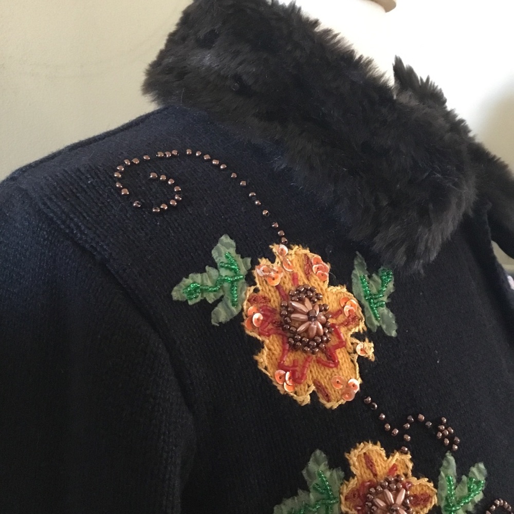 Vintage Storybook Knits Embroidered Beaded Sweater FLAWED - Picture 7 of 16